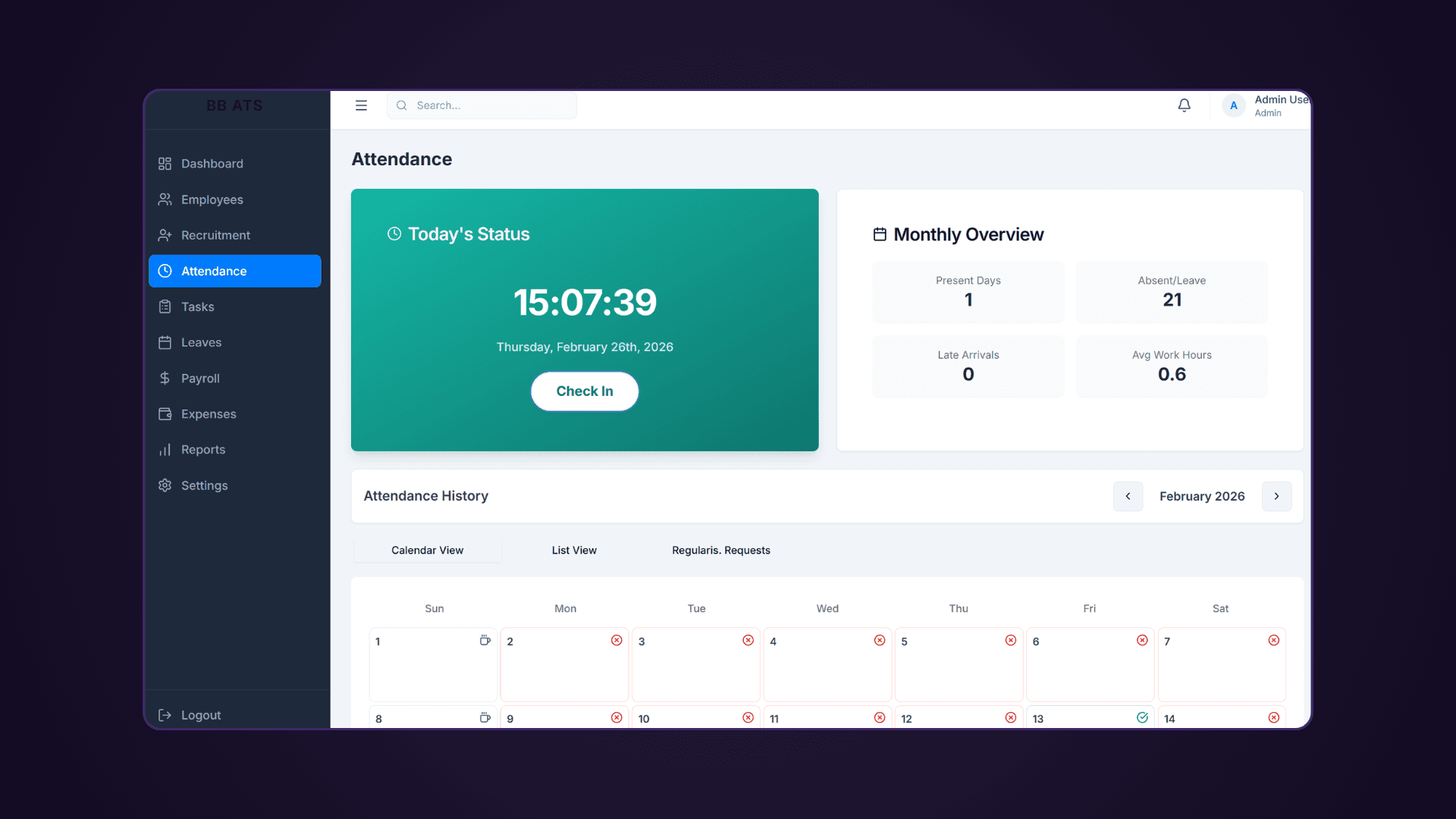 Attendance Tracking System screenshot 1